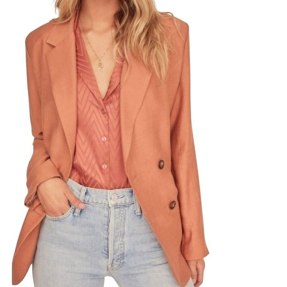 ASTR The Label Allegra Oversized Double Breasted Blazer Suit Jacket XS Orange